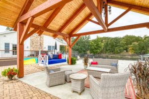 Blue Ridge Timberwrights - Claytor Lake Pavilion decorated patio