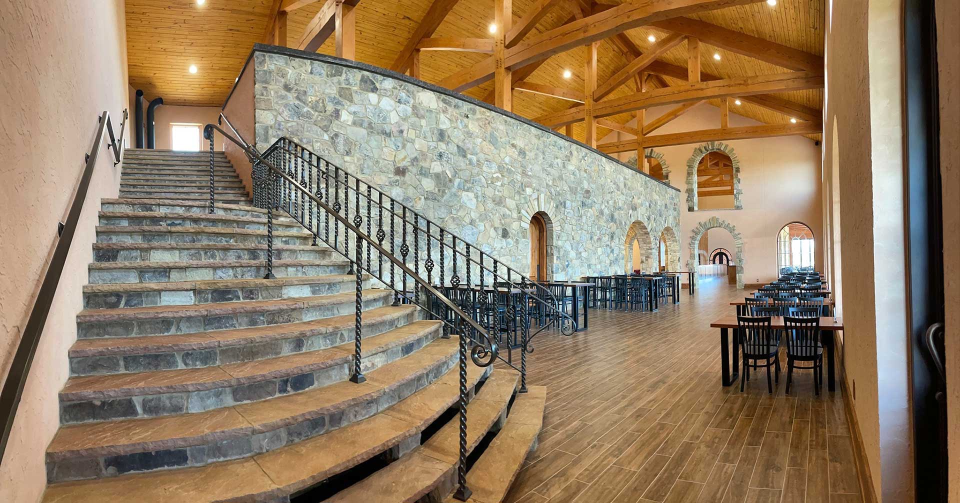 Ascending staircase, Hazy Mountain Vineyards - Blue Ridge Timberwrights Event Venues Gallery