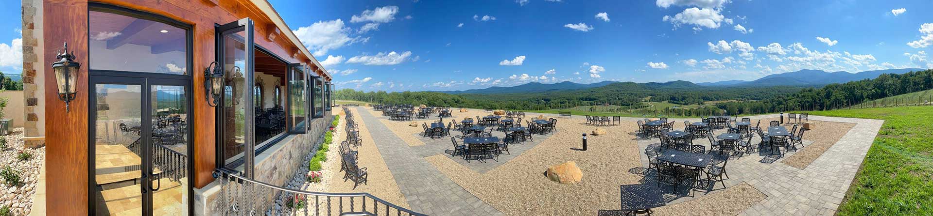 Panoramic back view, Hazy Mountain Vineyards - Blue Ridge Timberwrights Event Venues Gallery