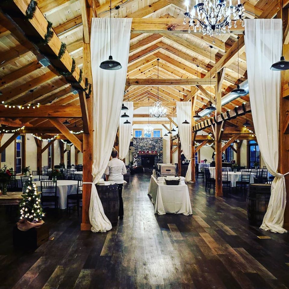 Reception hall, catering table - Fox Meadow Barn - Blue Ridge Timberwrights Event Venues Gallery