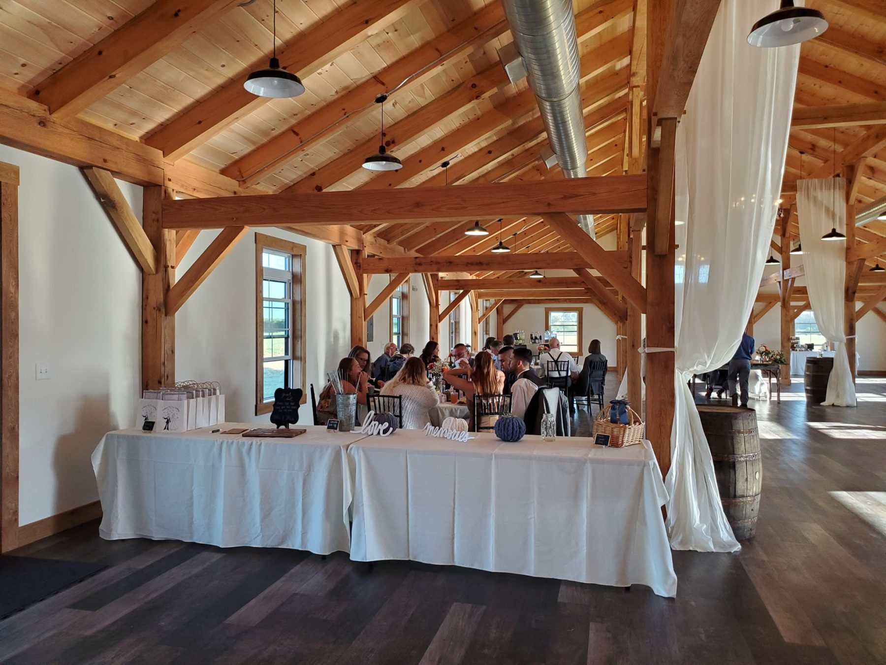 Reception hall with guests - Fox Meadow Barn - Blue Ridge Timberwrights Event Venues Gallery