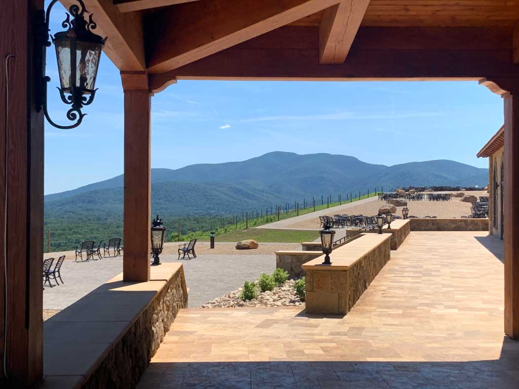 Timber porch canopy, Hazy Mountain Vineyards - Blue Ridge Timberwrights Event Venues Gallery